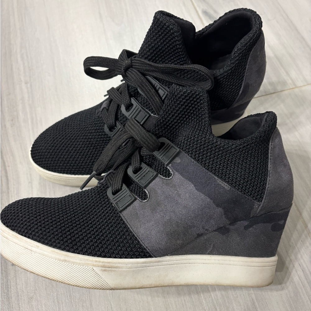 MIA Black and Gray Wedge Sneakers